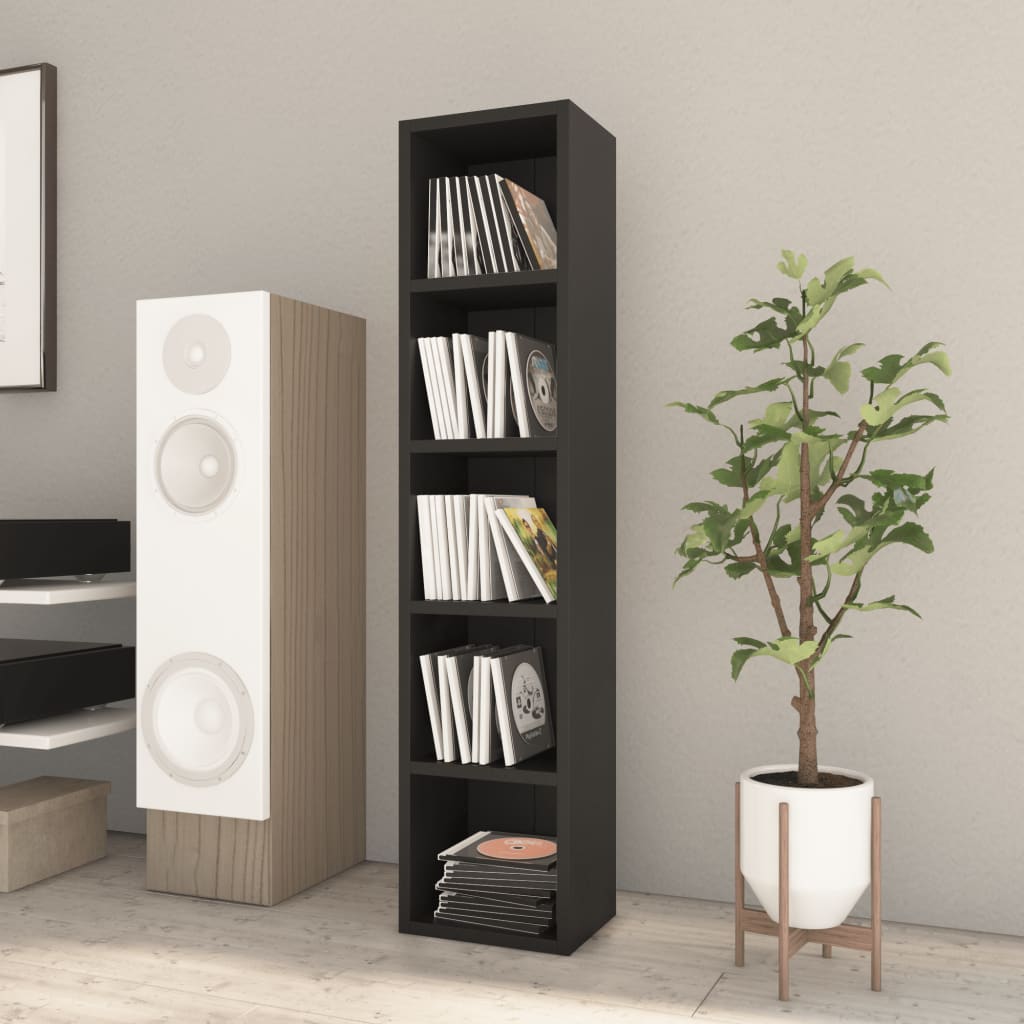 CD Cabinet Black 21x16x93.5 cm Engineered Wood