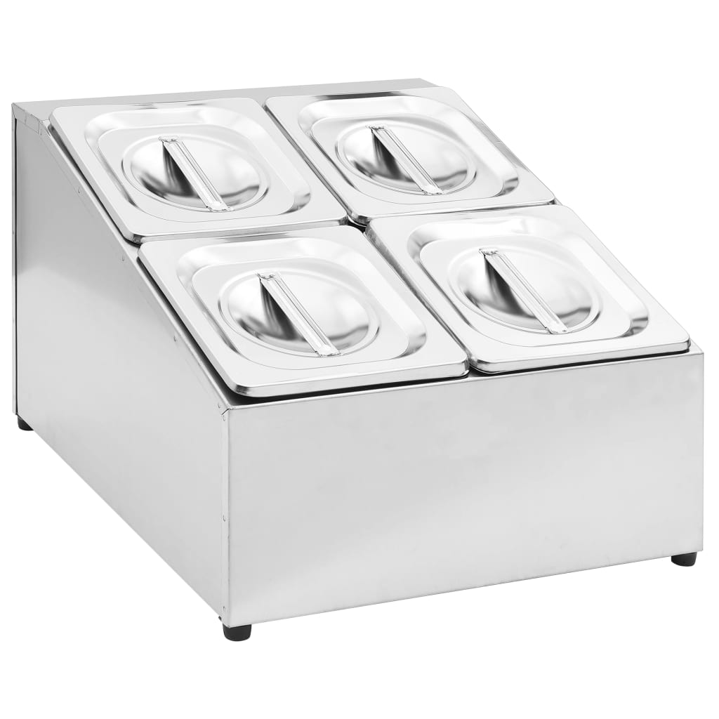 Gastronorm Container Holder with 4 GN 1/6 Pan Stainless Steel