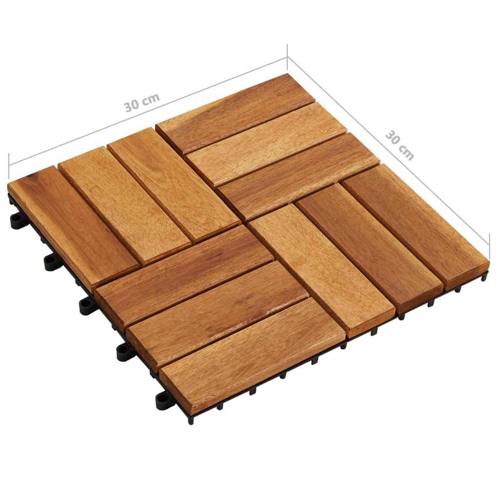 Kit tuiles de plancher en acacia 30 x 30 cm 30 pcs