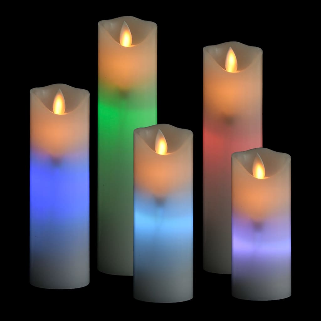 5-tlg. LED-Kerzen-Set Elektrisch mit Fernbedienung Mehrfarbig
