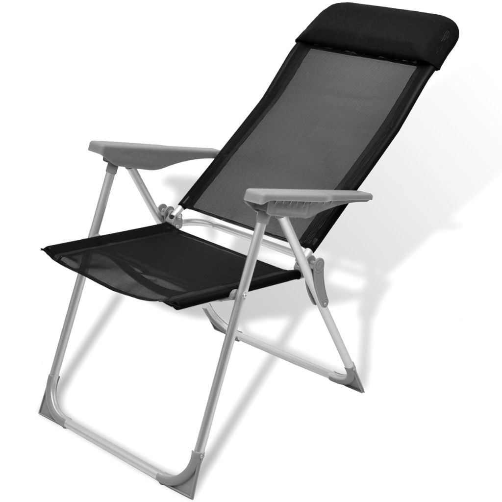 Chaise de camping 2 pcs Noir Aluminium 56 x 60 x 112 cm