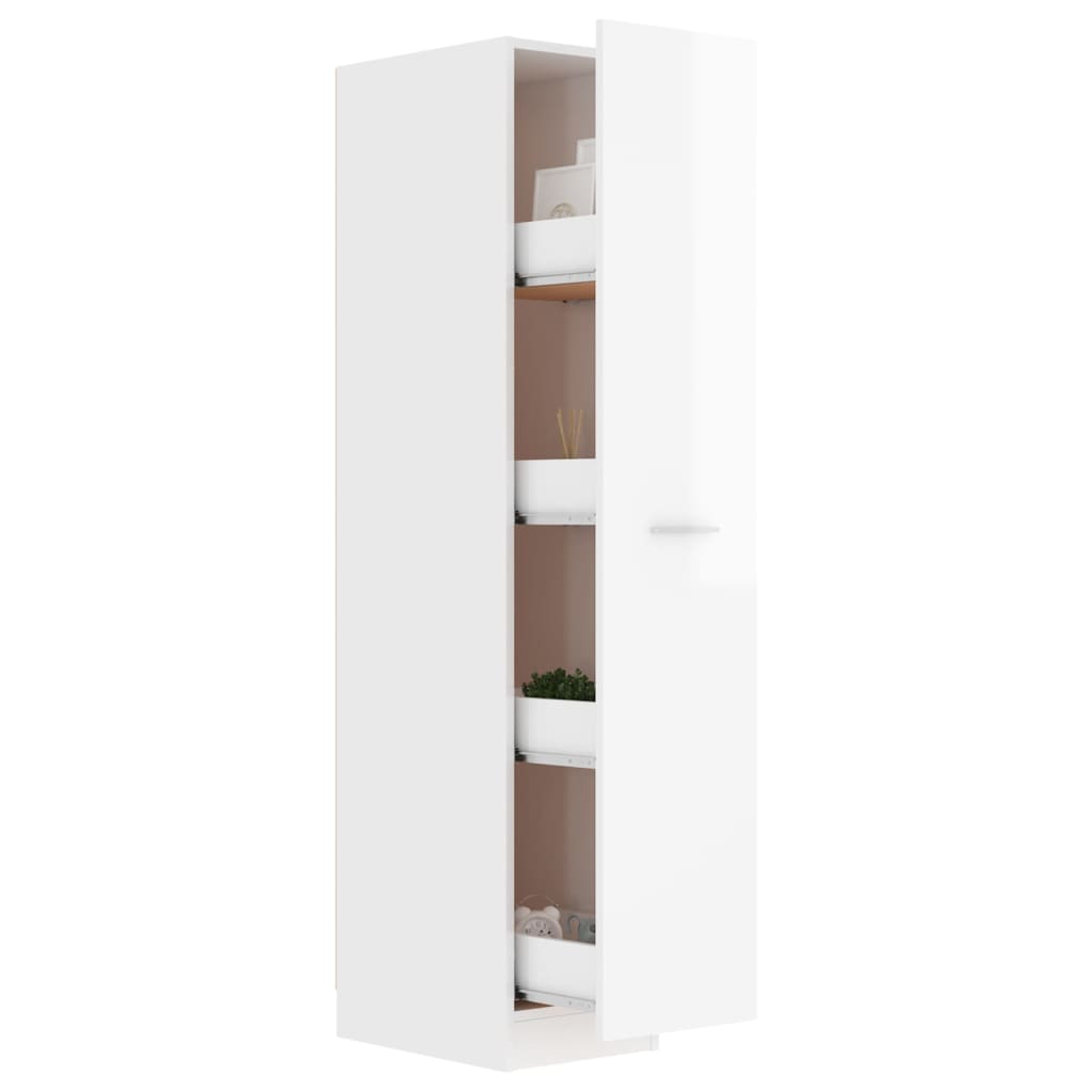 Apothecary Cabinet High Gloss White 30x42.5x150 cm Engineered Wood