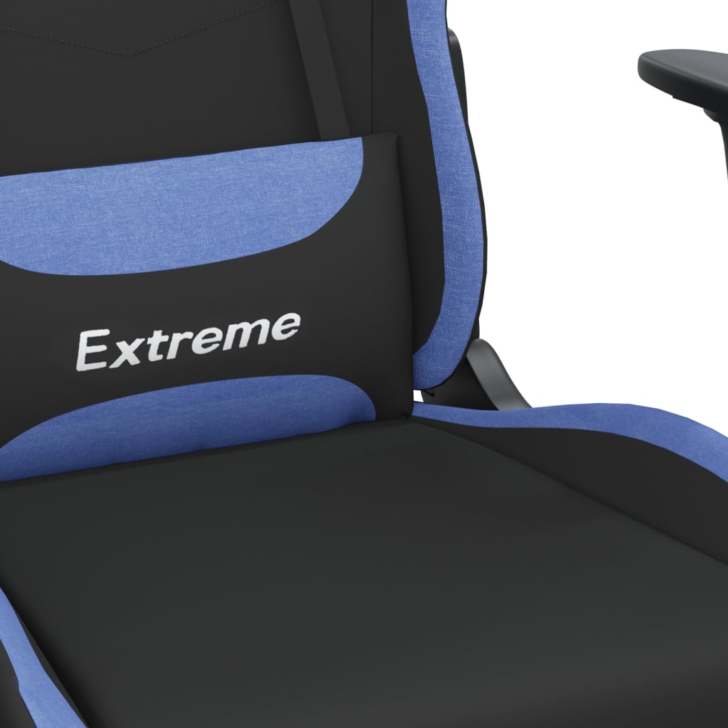 Chaise de jeu avec repose-pied Noir et bleu Tissu