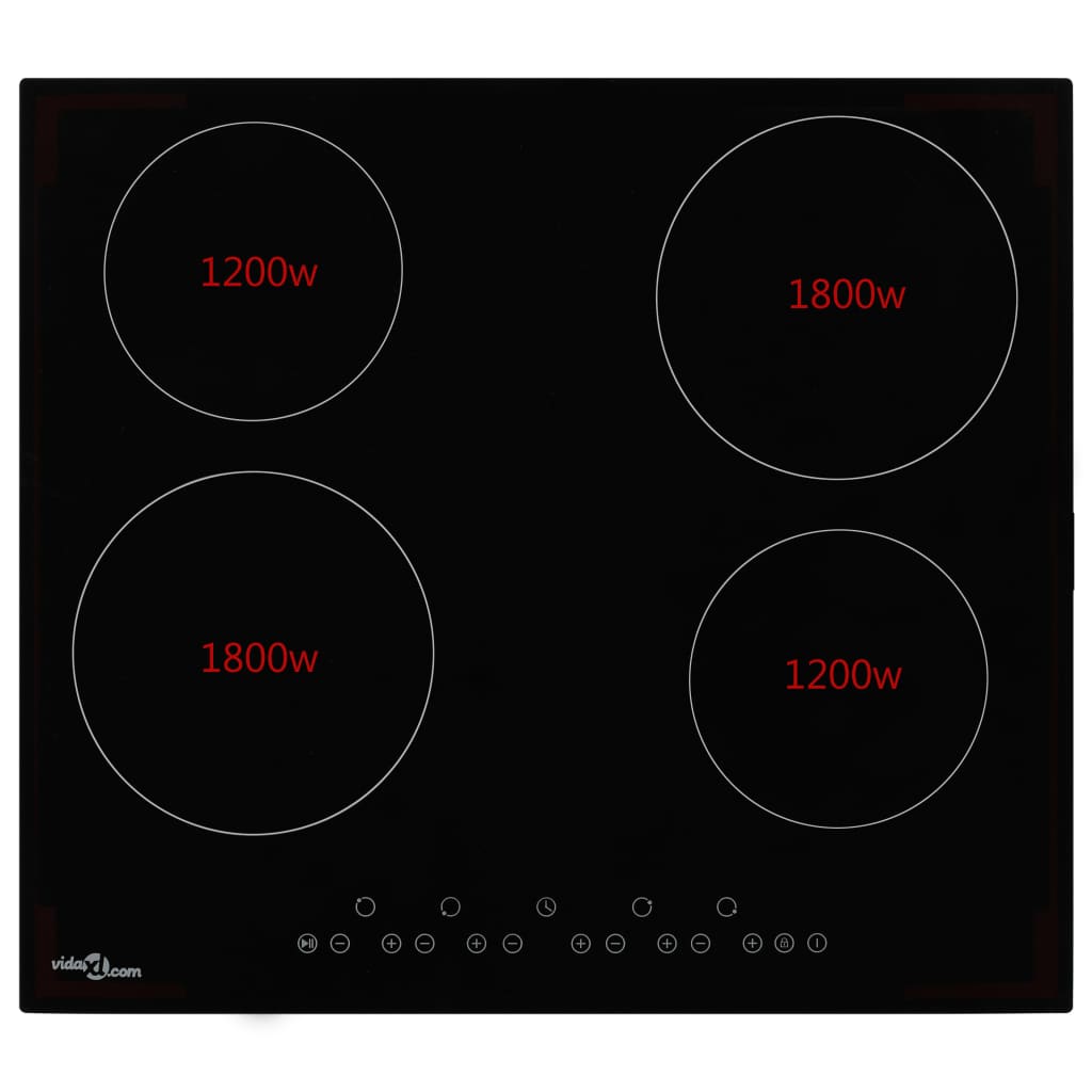 Glaskeramik-Kochfeld mit 4 Platten Touch Control 6000 W