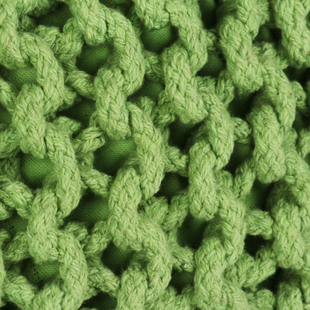 Hand-Knitted Pouffe Cotton 50x35 cm Green