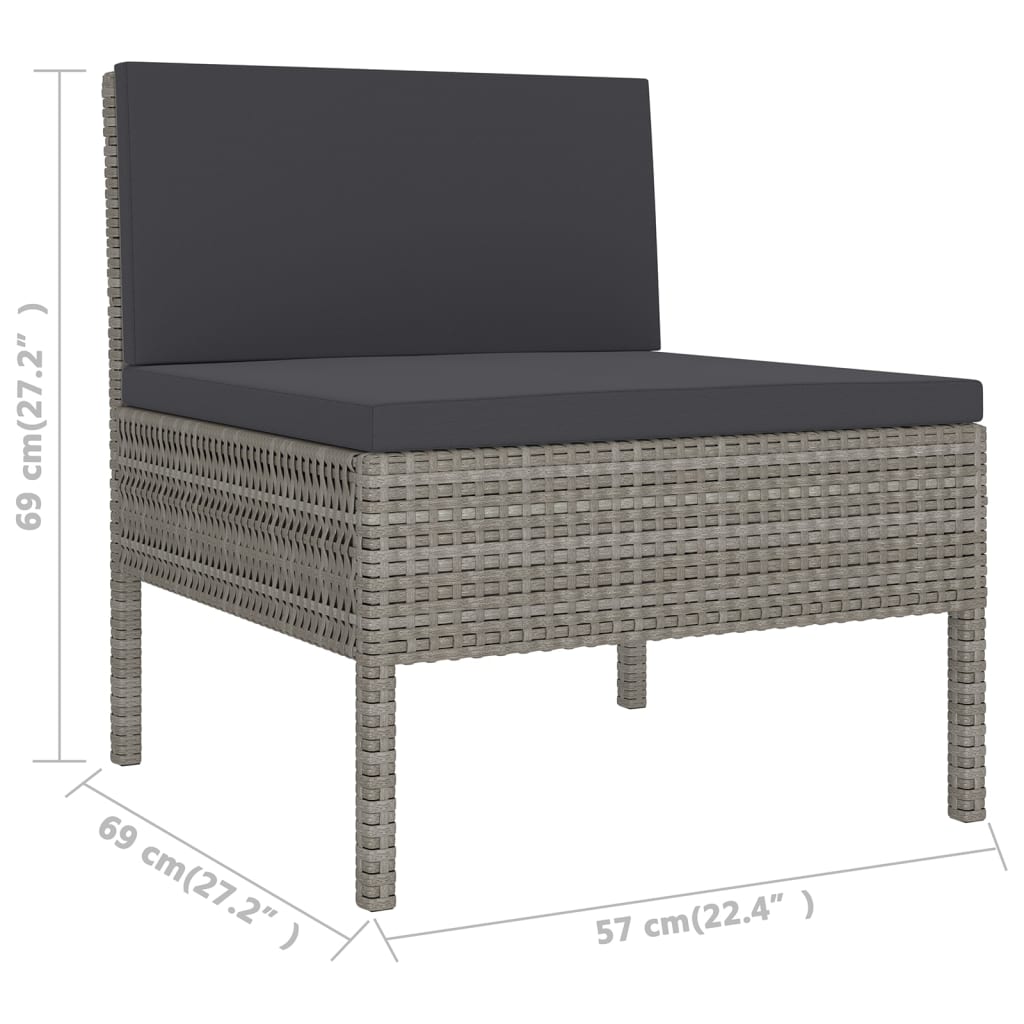 45647 Outdoor Lounge Bed with Curtains Poly Rattan Grey