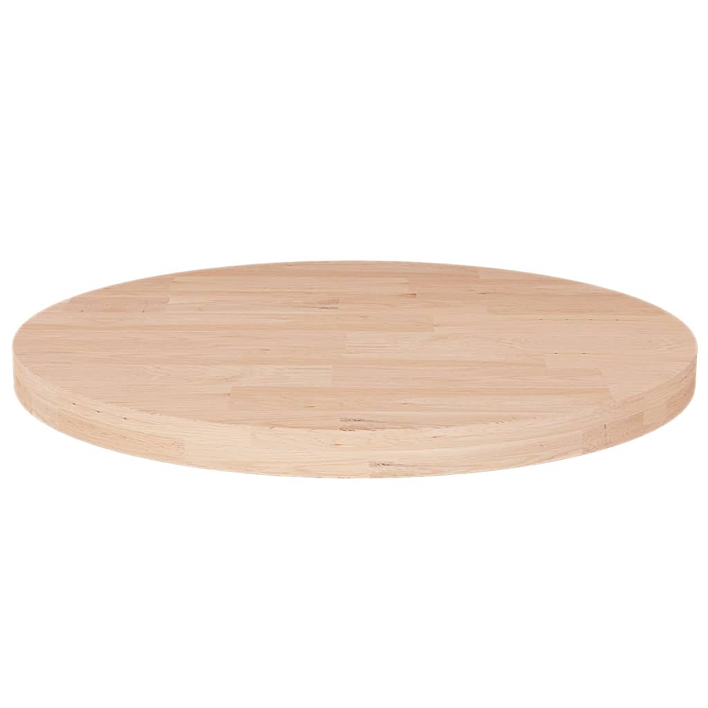 Runde Tischplatte Ø30x2,5 cm Unbehandeltes Massivholz Eiche