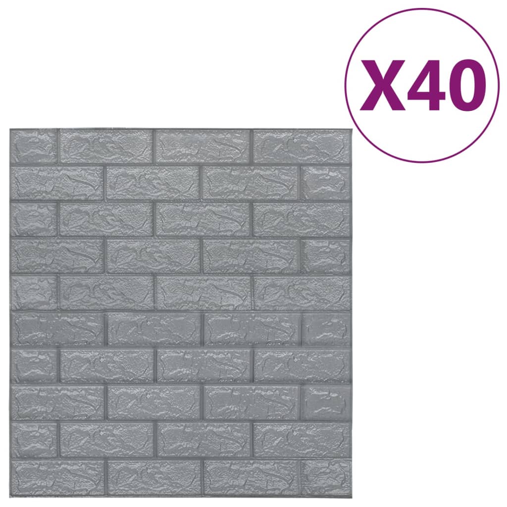 3D Wallpaper Bricks Self-adhesive 40 pcs Anthracite