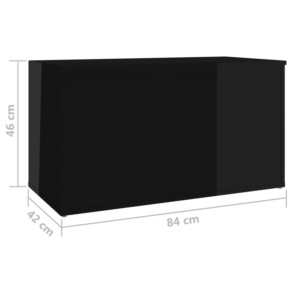 Aufbewahrungstruhe Hochglanz-Schwarz 84x42x46 cm Spanplatte