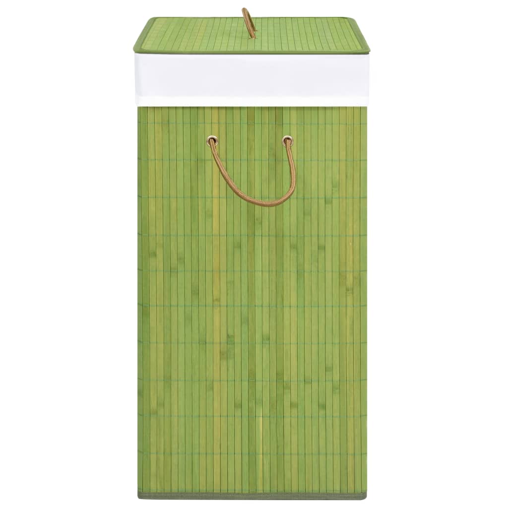 Bambus-Wäschekorb mit 2 Fächern Grün 100 L