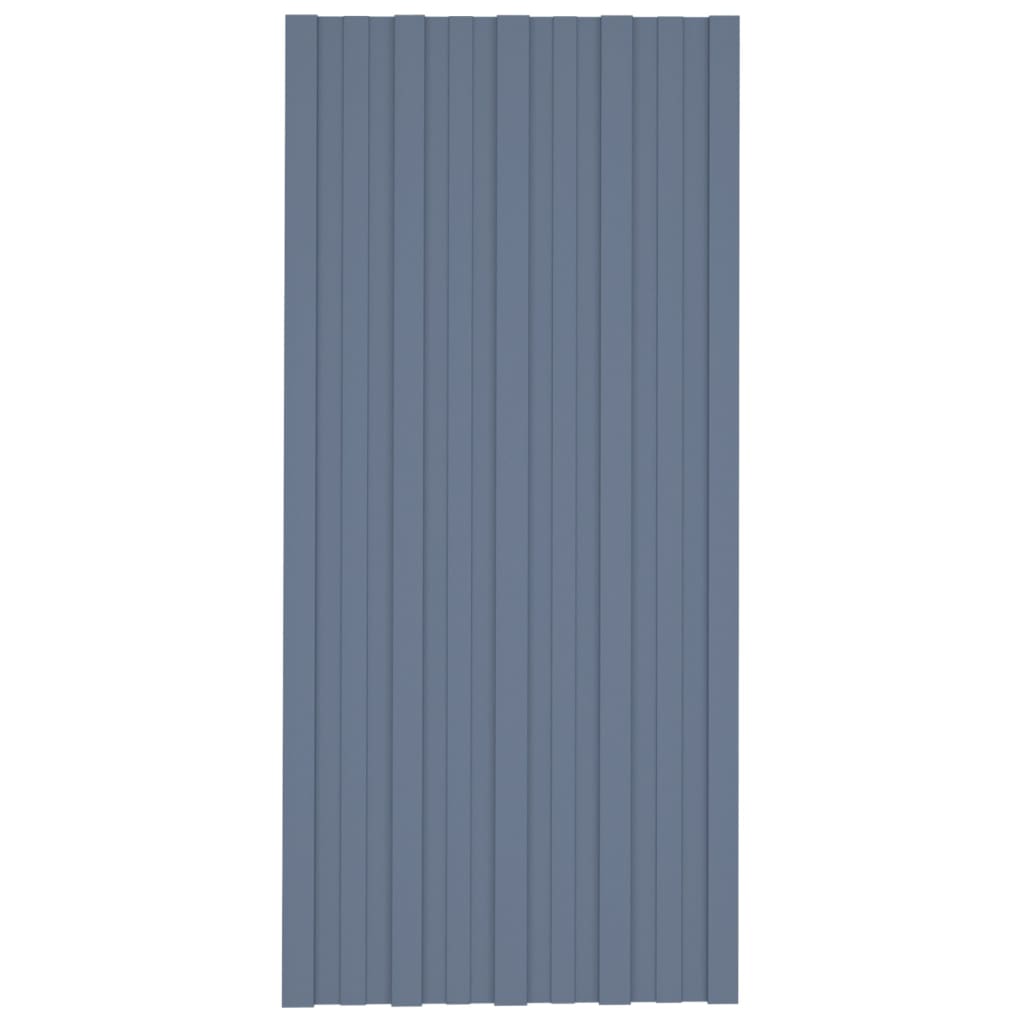 Roof Panels 12 pcs Galvanised Steel Grey 100x45 cm