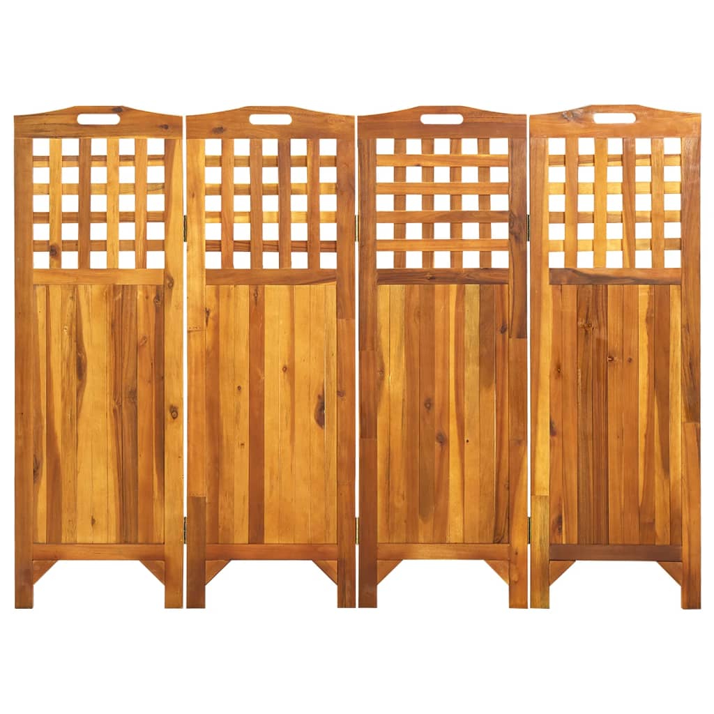 4-Panel Room Divider 161x2x120 cm Solid Acacia Wood