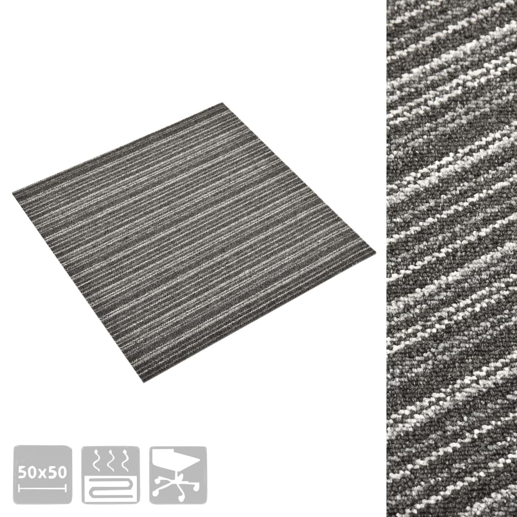 Carpet Floor Tiles 20 pcs 5 m² 50x50 cm Striped Anthracite