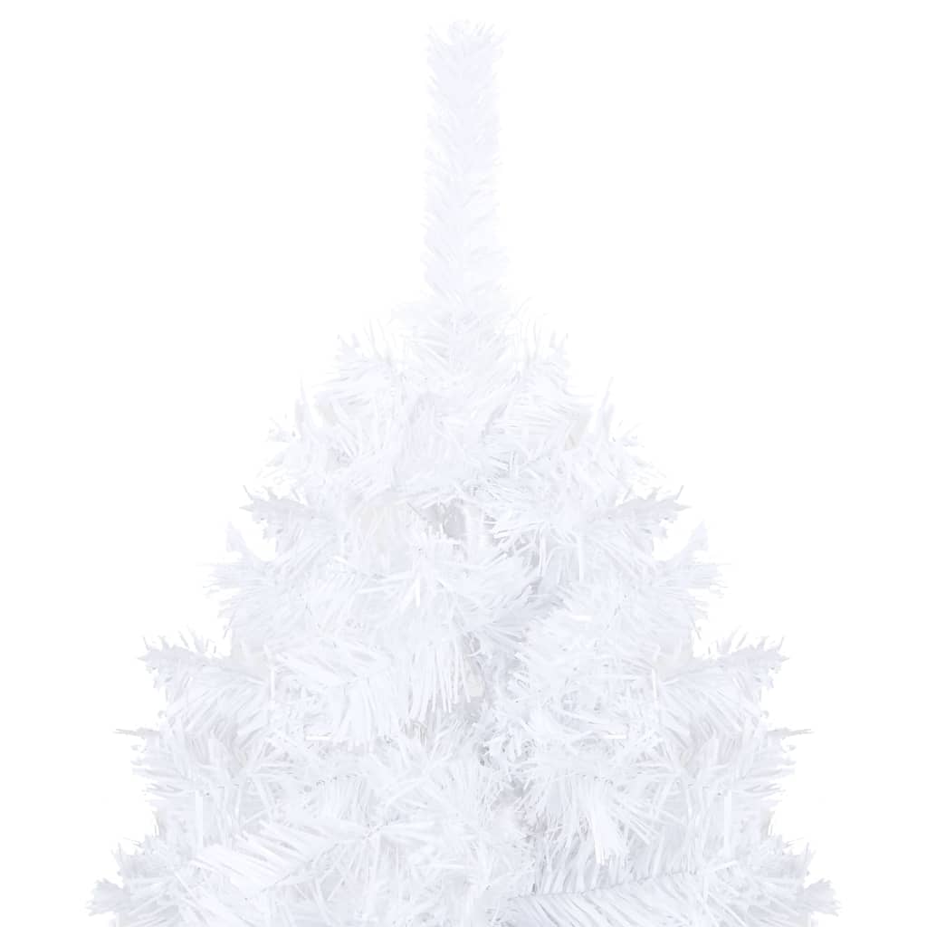 Arbre de Noël artificiel pré-éclairé et boules blanc 120 cm PVC