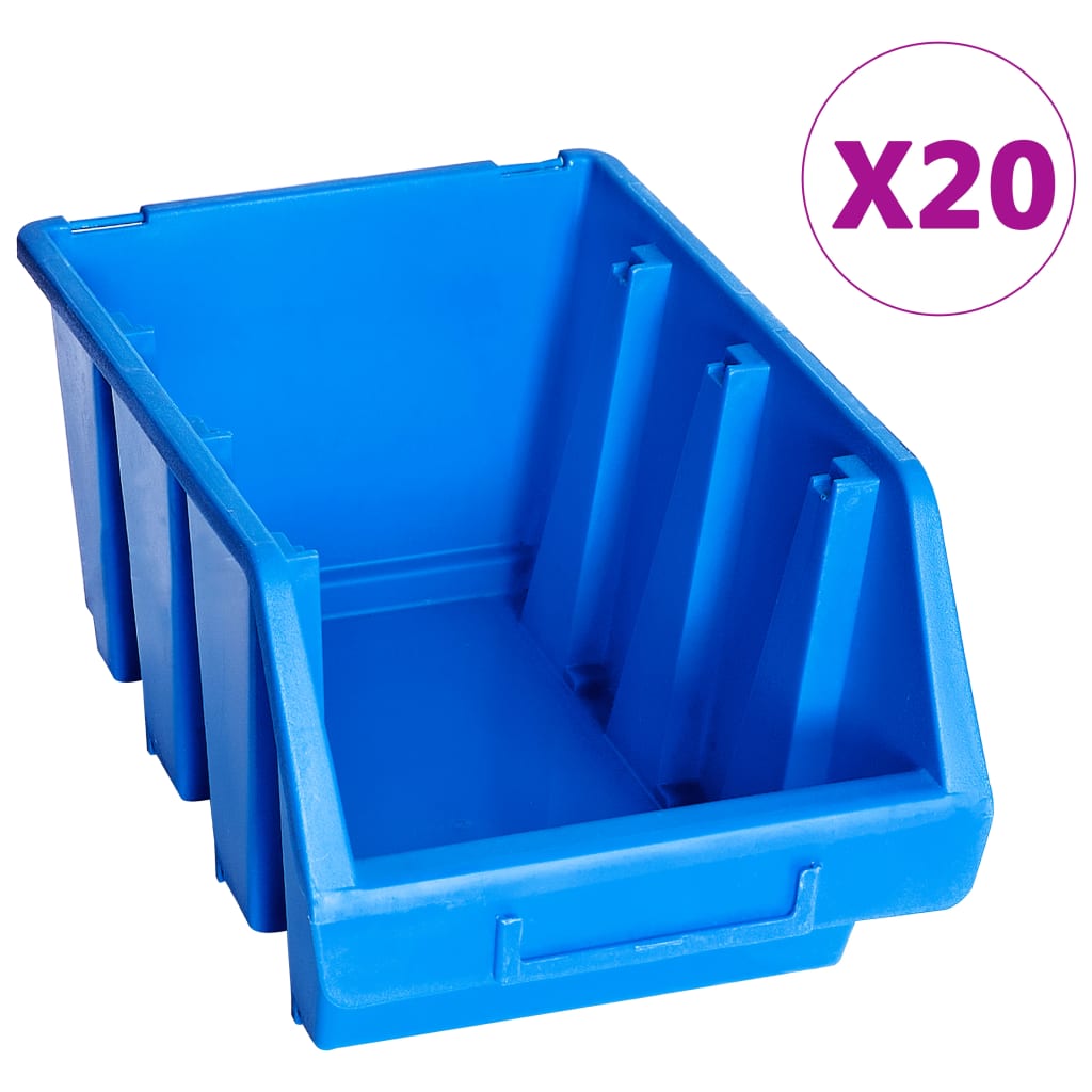 Bacs de rangement empilables 20 pcs bleu plastique