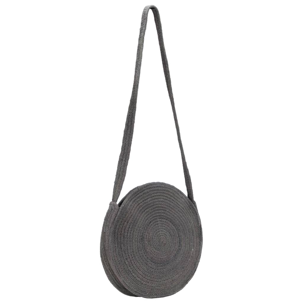 Round Shoulder Bag Dark Grey Handmade Jute