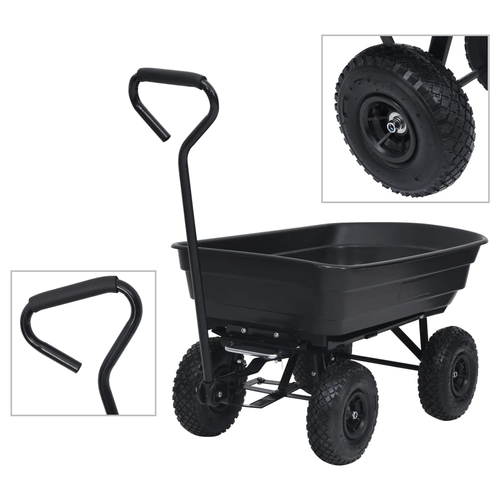 Garden Tipping Hand Cart 300 kg 75L Black