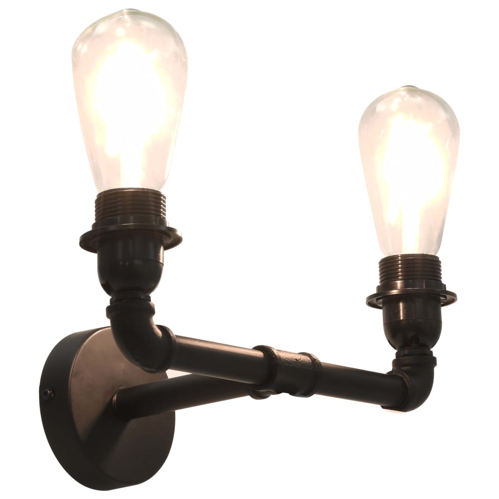 2-way Wall Lamp Black 2 x E27 Bulbs