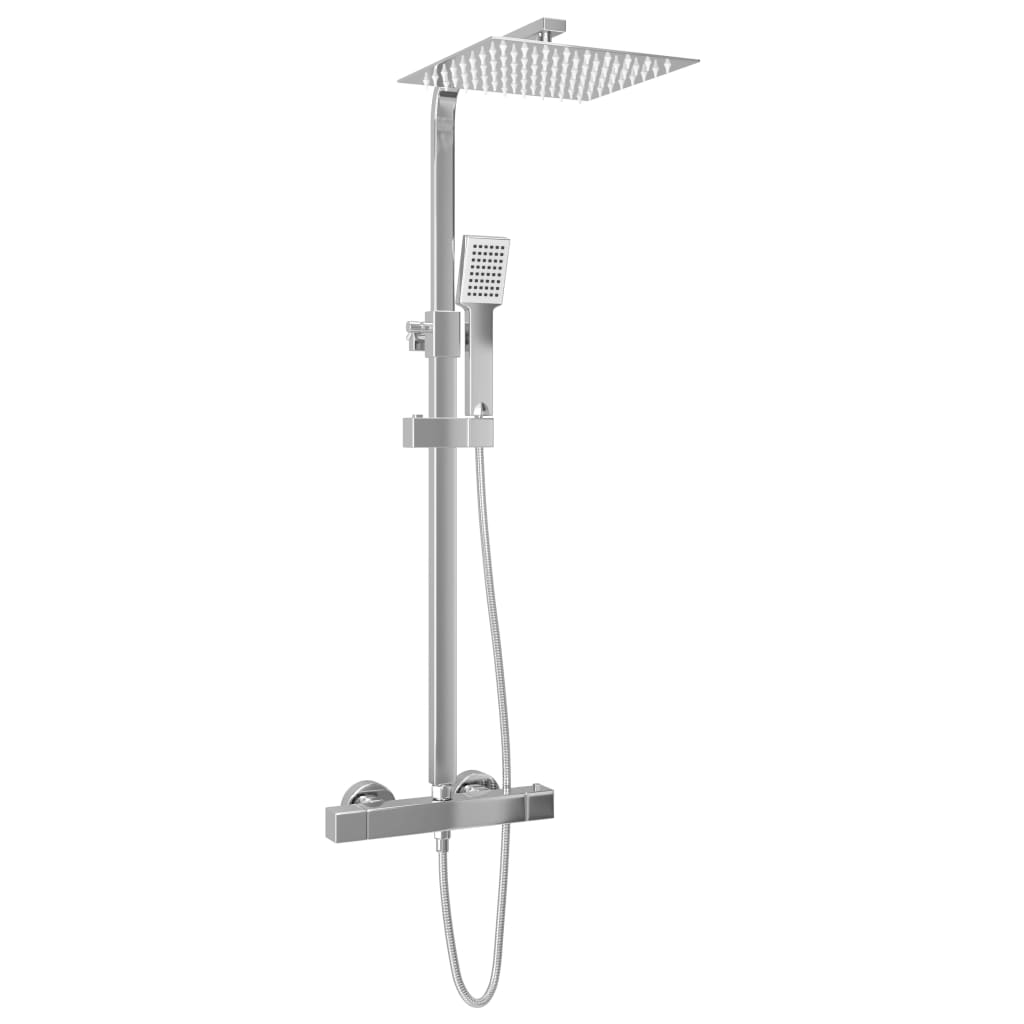 Dual Head Shower Set with Thermostat Stainless Steel