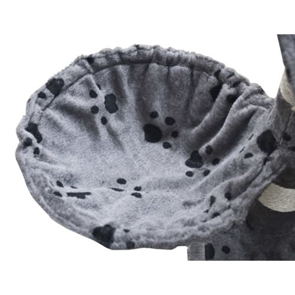 Arbre à chat 122 cm en gris avec motif d'empreinte de patte