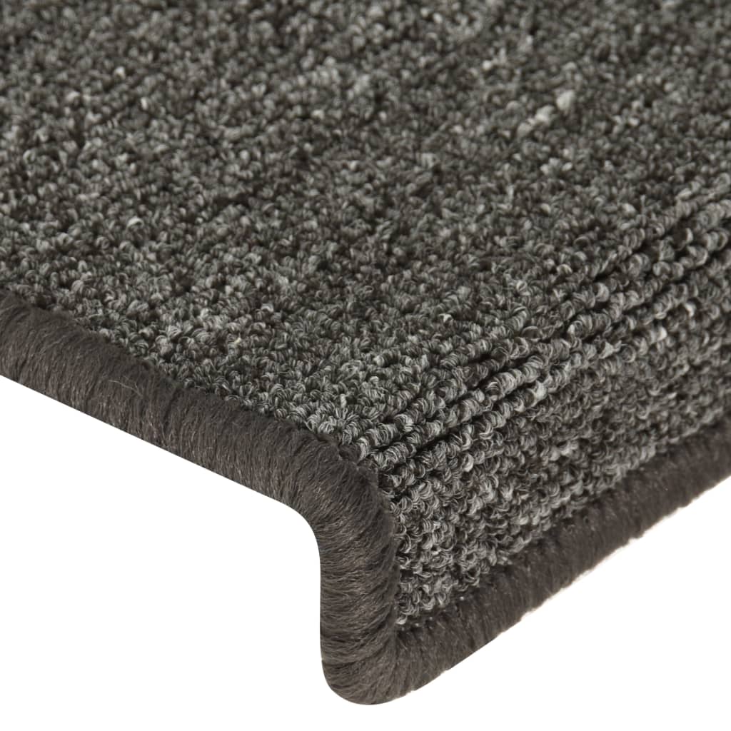 Carpet Stair Treads 15 pcs 65x21x4 cm Grey and Black