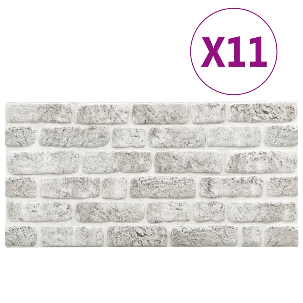 3D Wall Panels with Light Grey Brick Design 11 pcs EPS