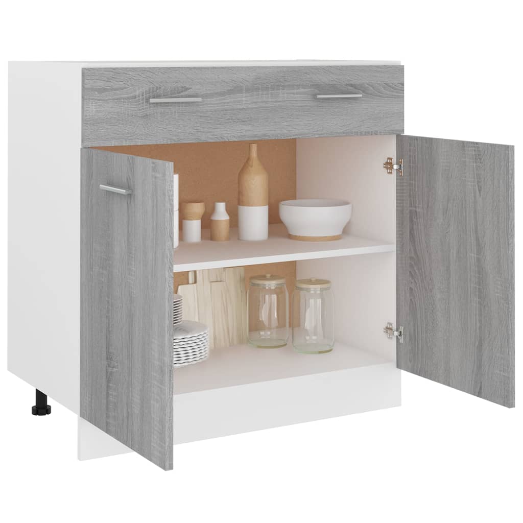 Drawer Bottom Cabinet Grey Sonoma 80x46x81.5 cm Engineered Wood