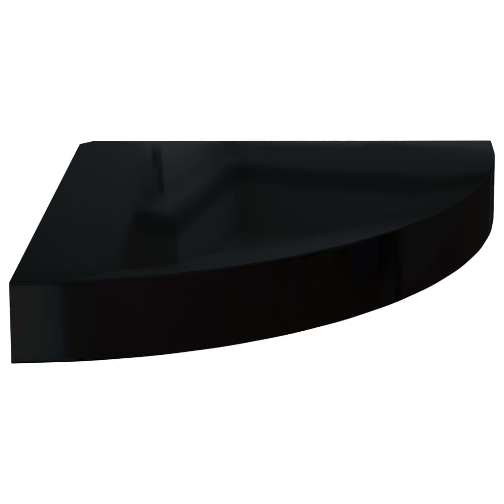 323889 Floating Corner Shelf High Gloss Black 25x25x3,8 cm MDF
