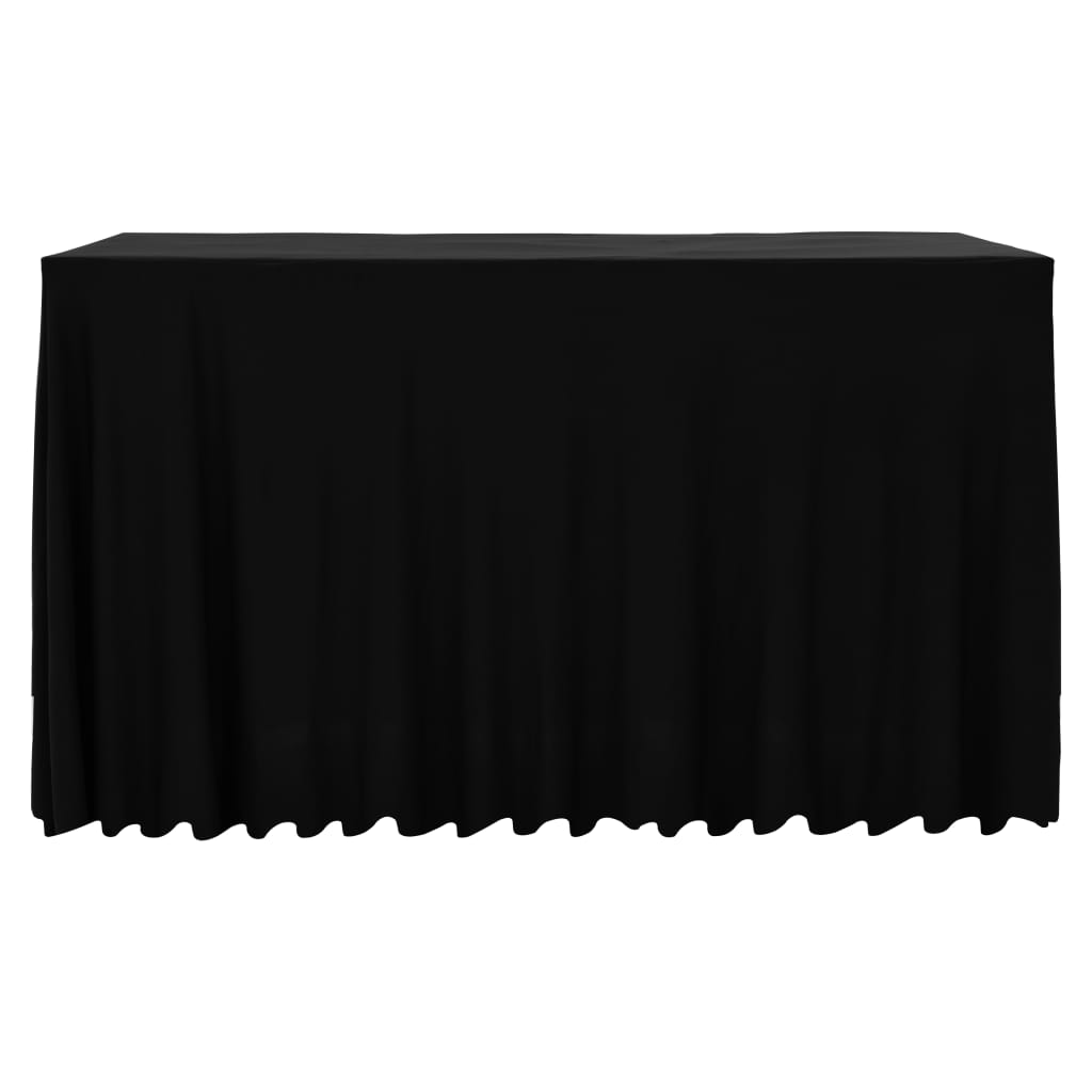 2 Stück Stretch-Tischdecken mit Rand Schwarz 243 x 76 x 74 cm