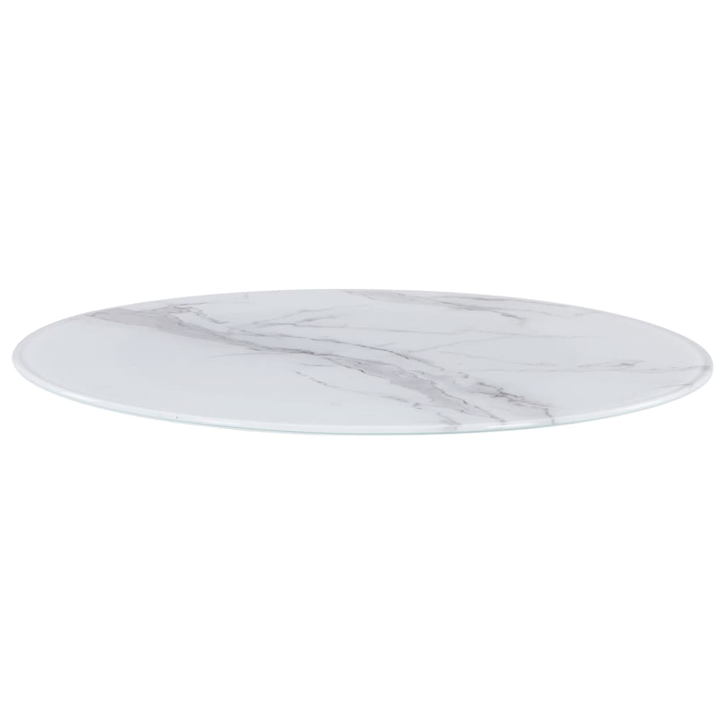 Dessus de table Blanc Ø60 cm Verre avec texture de marbre