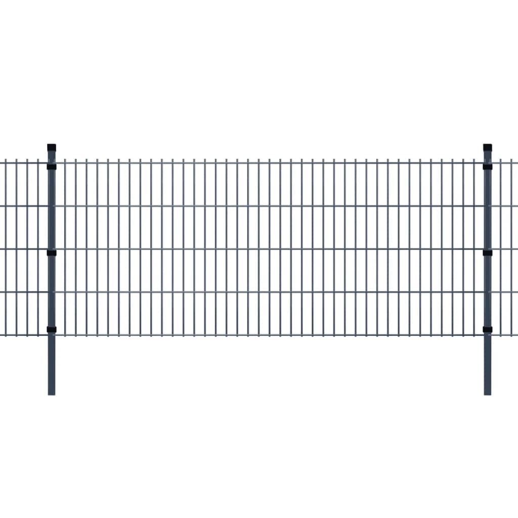 2D Garden Fence Panel & Posts 2008x1630 mm 2 m Grey