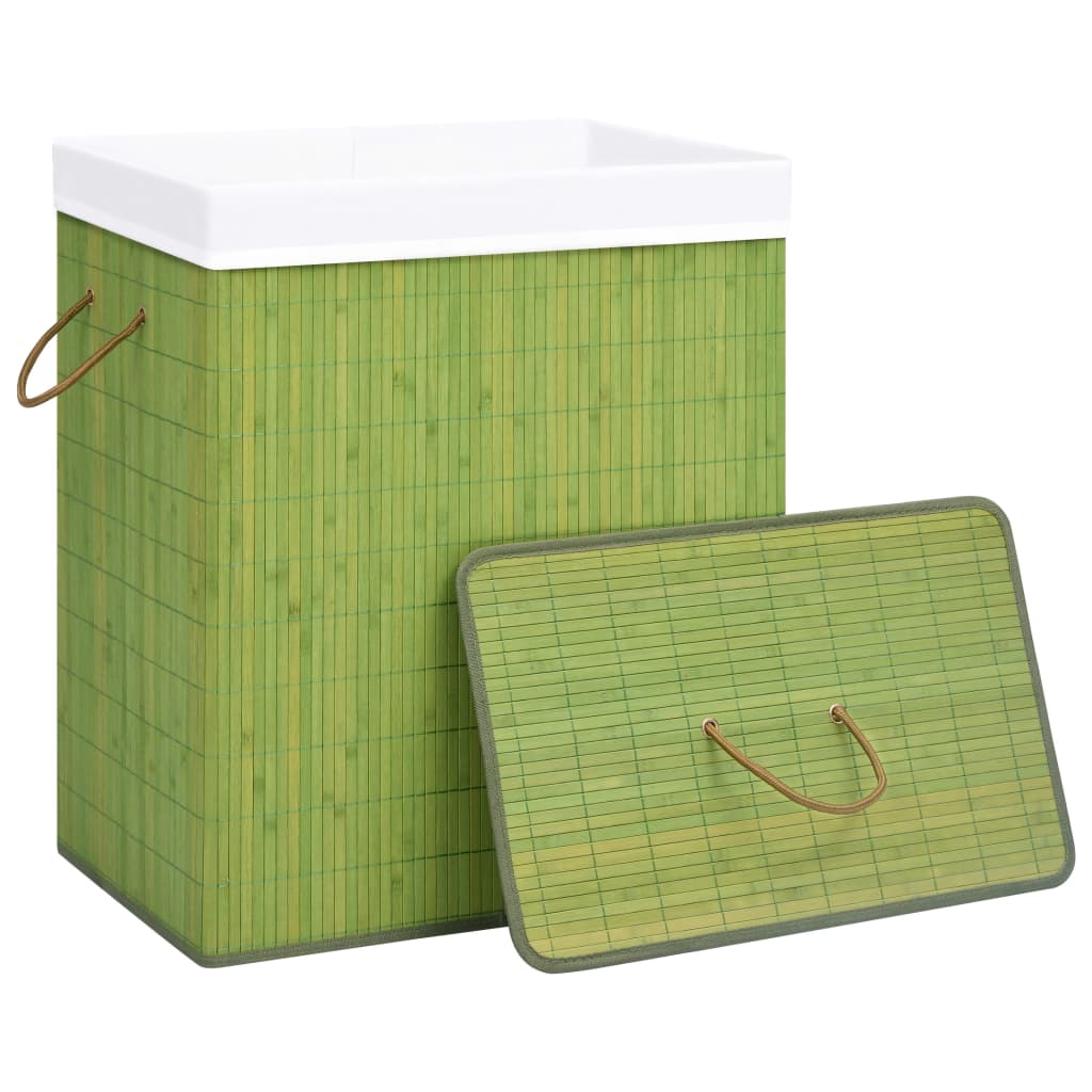 Bambus-Wäschekorb mit 1 Fach Grün 83 L