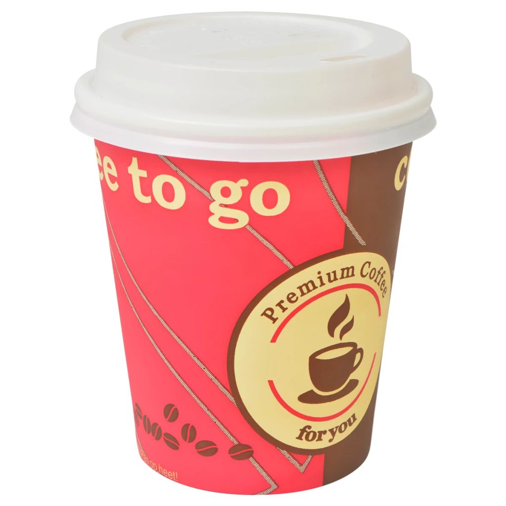 1000 pcs Disposable Coffee Cups with Lids 240 ml (8 oz)