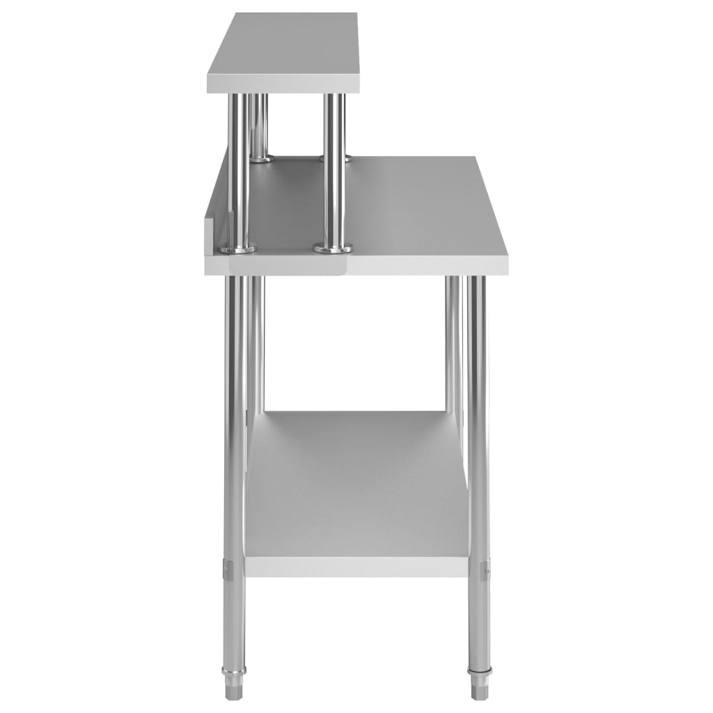 Kitchen Work Table with Overshelf 120x60x120 cm Stainless Steel