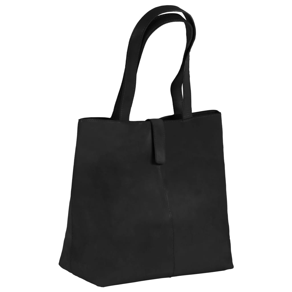Ladies' Shopper Bag Real Leather Black