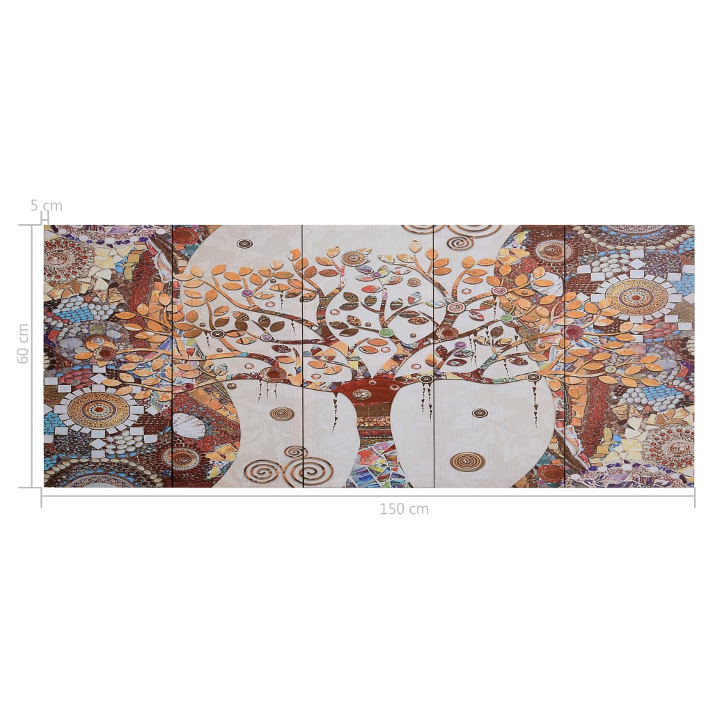 Canvas Wall Print Set Tree Multicolour 150x60 cm