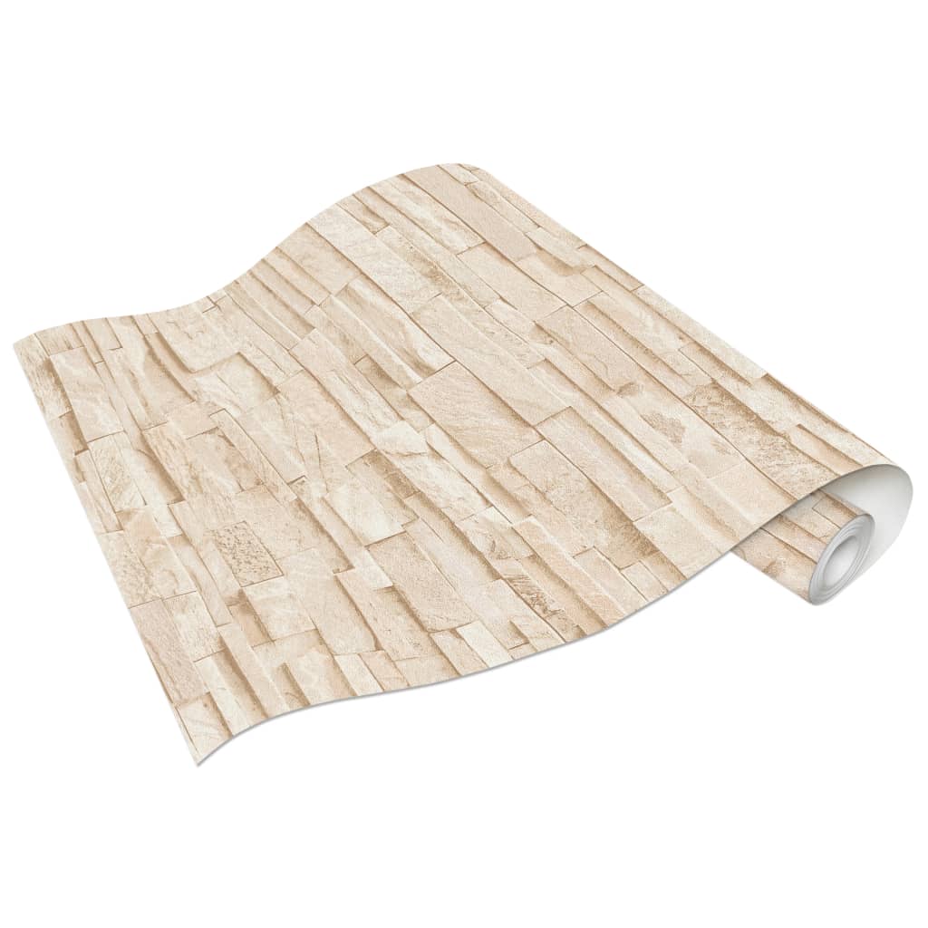 2 pcs Non-woven Wallpaper Rolls Cream 0.53x10 m Brick