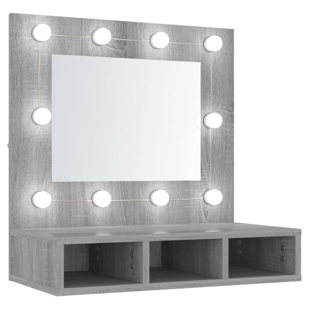 Armoire à miroir avec LED Sonoma gris 60x31,5x62 cm