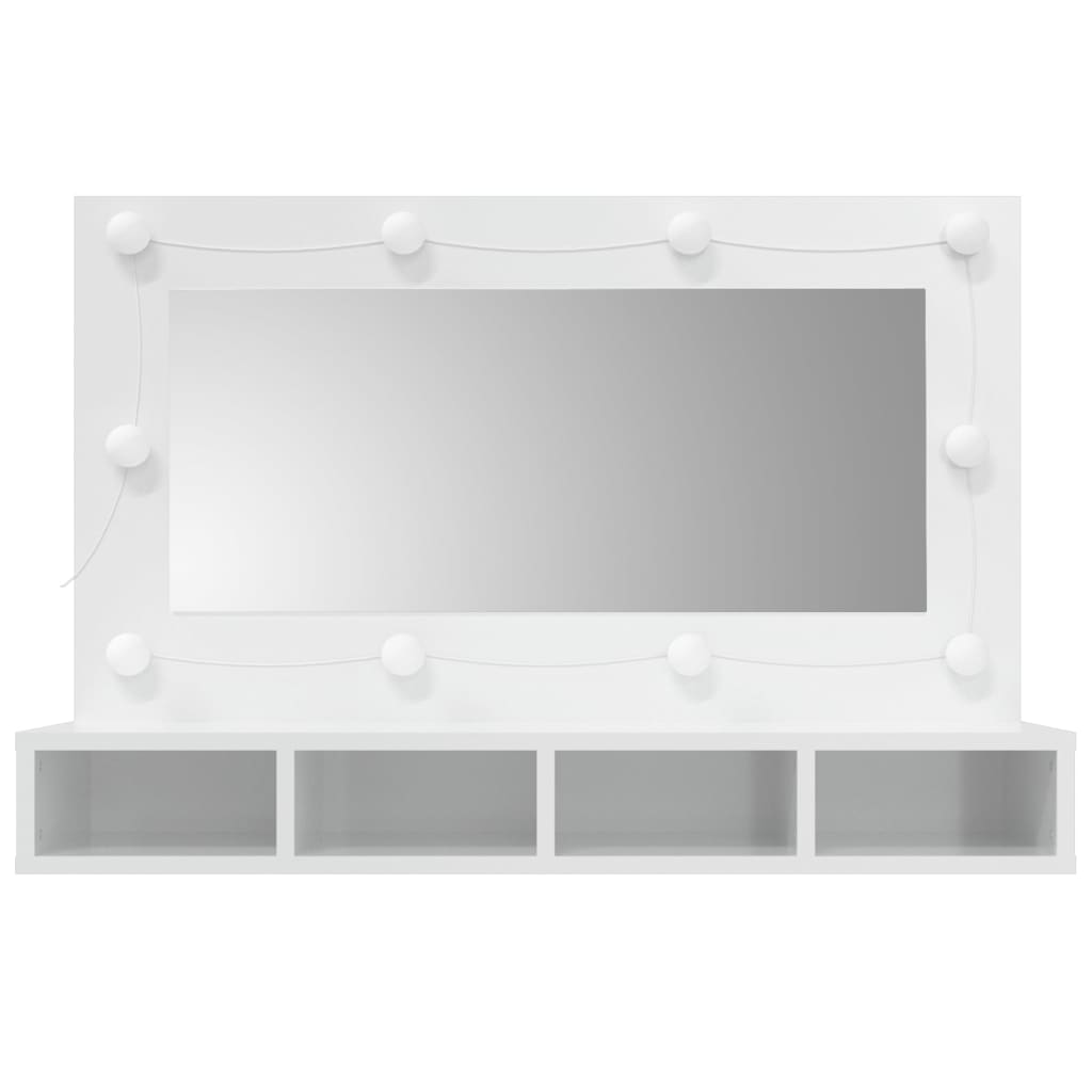 Armoire à miroir avec LED Blanc brillant 90x31,5x62 cm