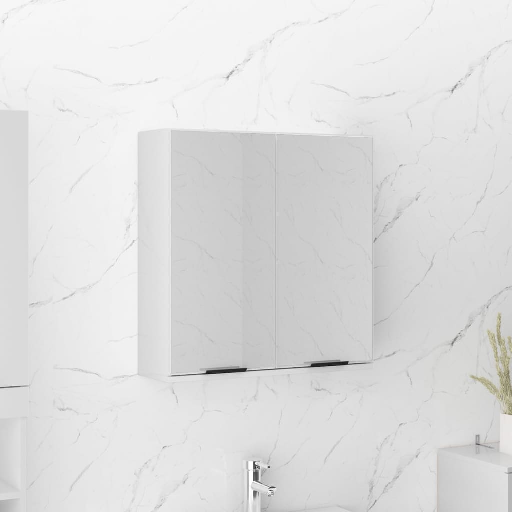 Bathroom Mirror Cabinet High Gloss White 64x20x67 cm