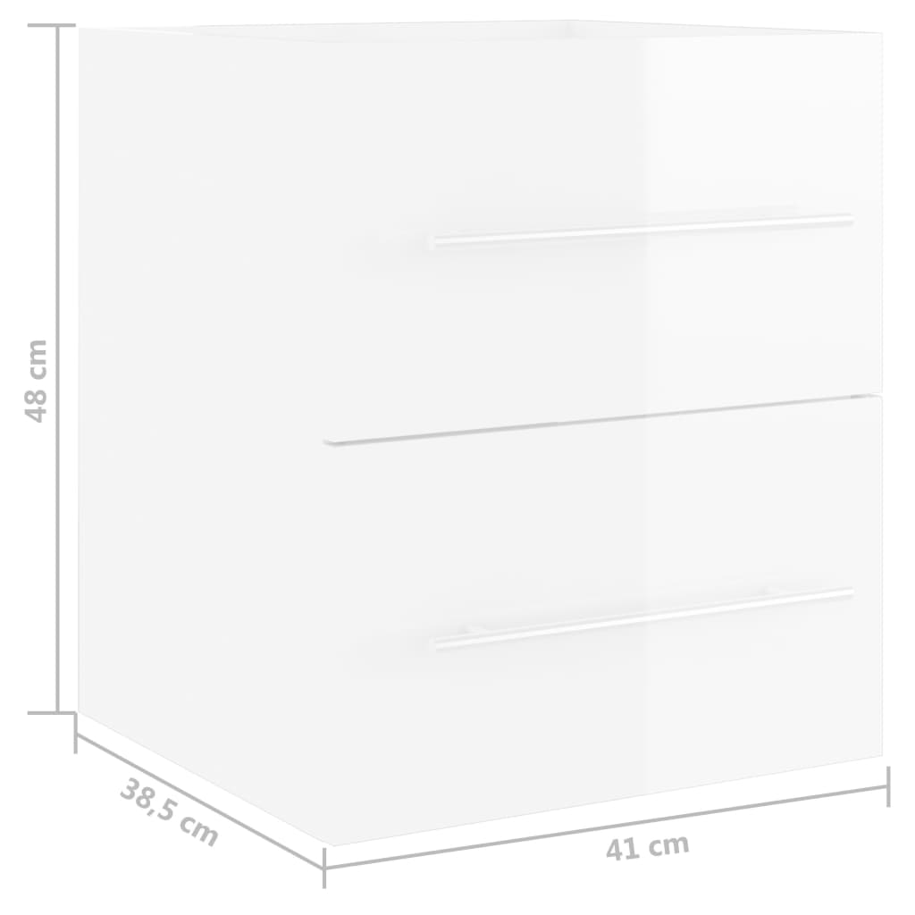 Armoire d'évier Blanc brillant 41x38,5x48 cm Bois d’ingénierie