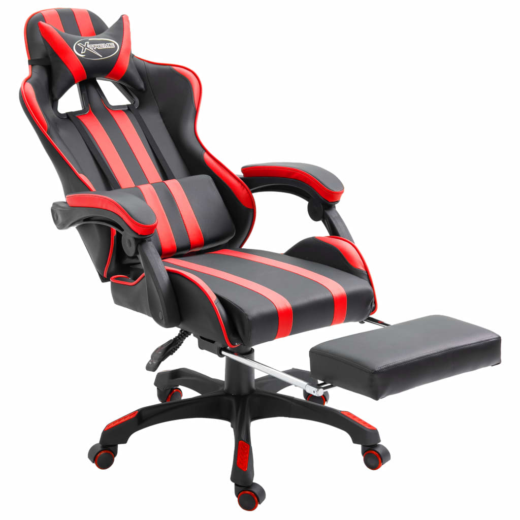 Gaming-Stuhl mit Fussstütze Rot Kunstleder 