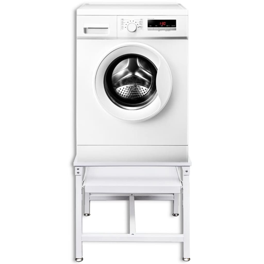 Untergestell für Waschmaschine mit Ausziehablage Weiss   