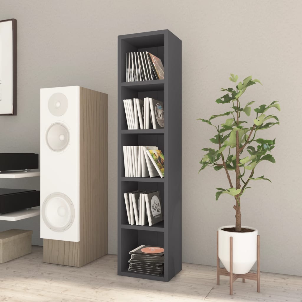 CD Cabinet Grey 21x16x93.5 cm Engineered Wood