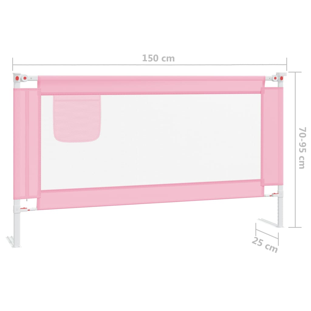 Barrière de sécurité de lit d'enfant Rose 150x25 cm Tissu