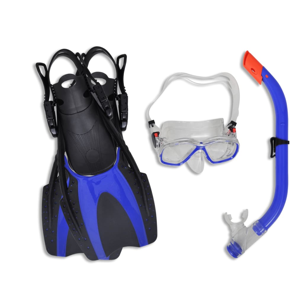 Diving Set Snorkel Fins Mask Blue for Kids 30 - 34
