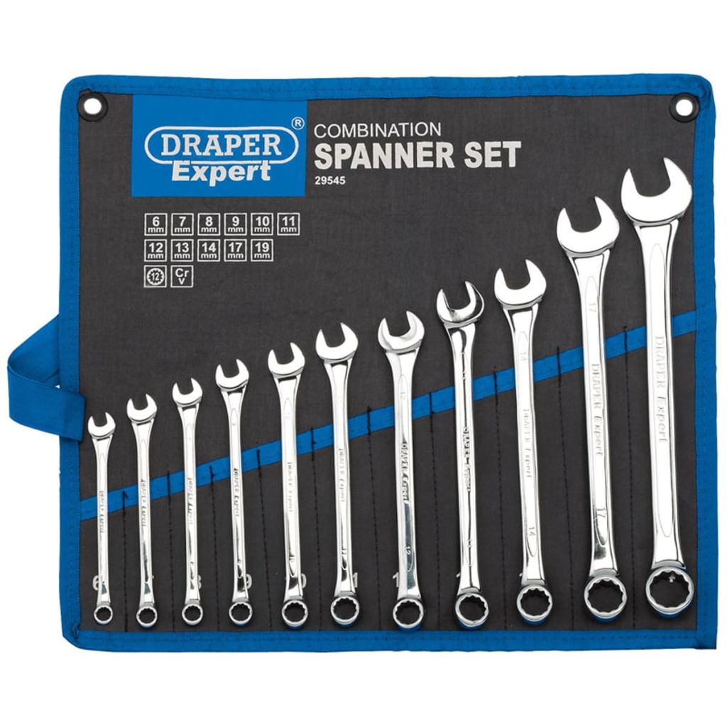 Draper Tools 11 Piece Metric Combination Spanner Set Silver 29545