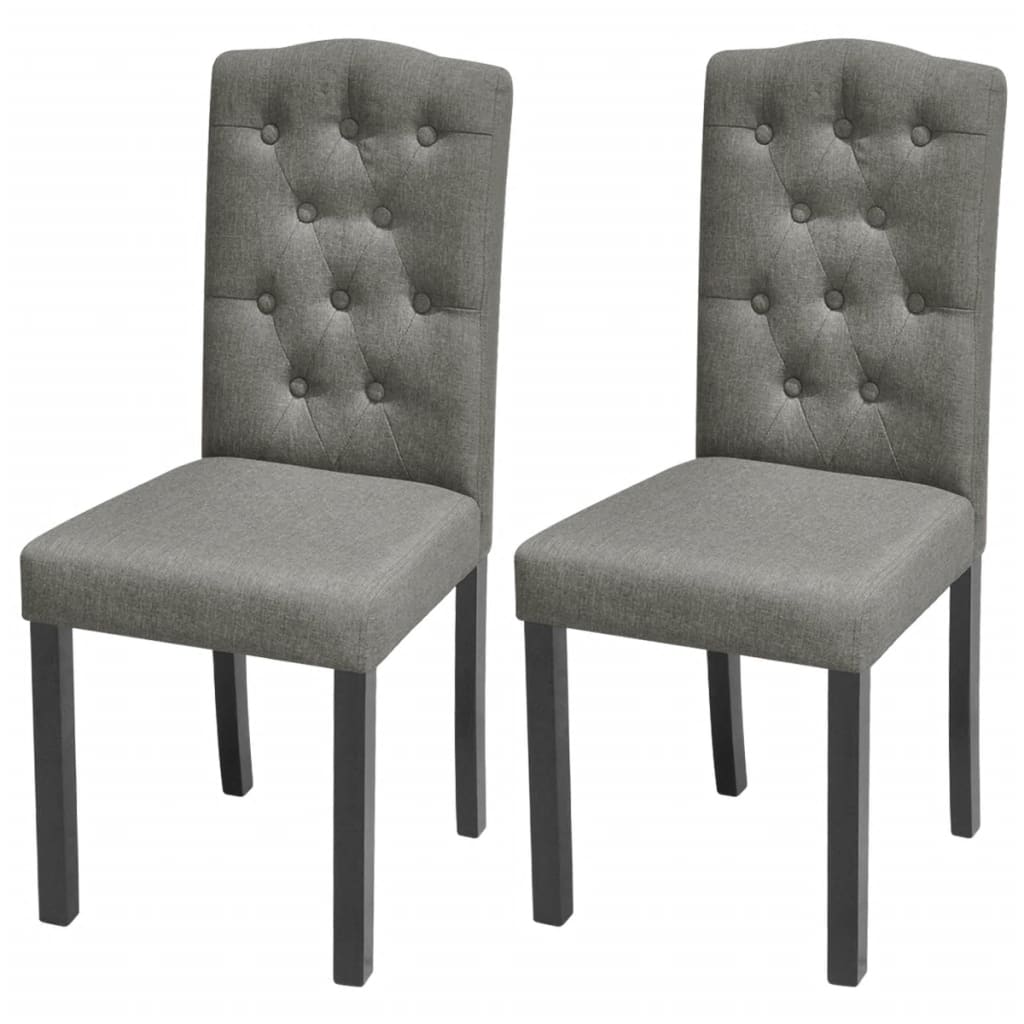 2 Dining Chairs Fabric Upholstery Dark Grey
