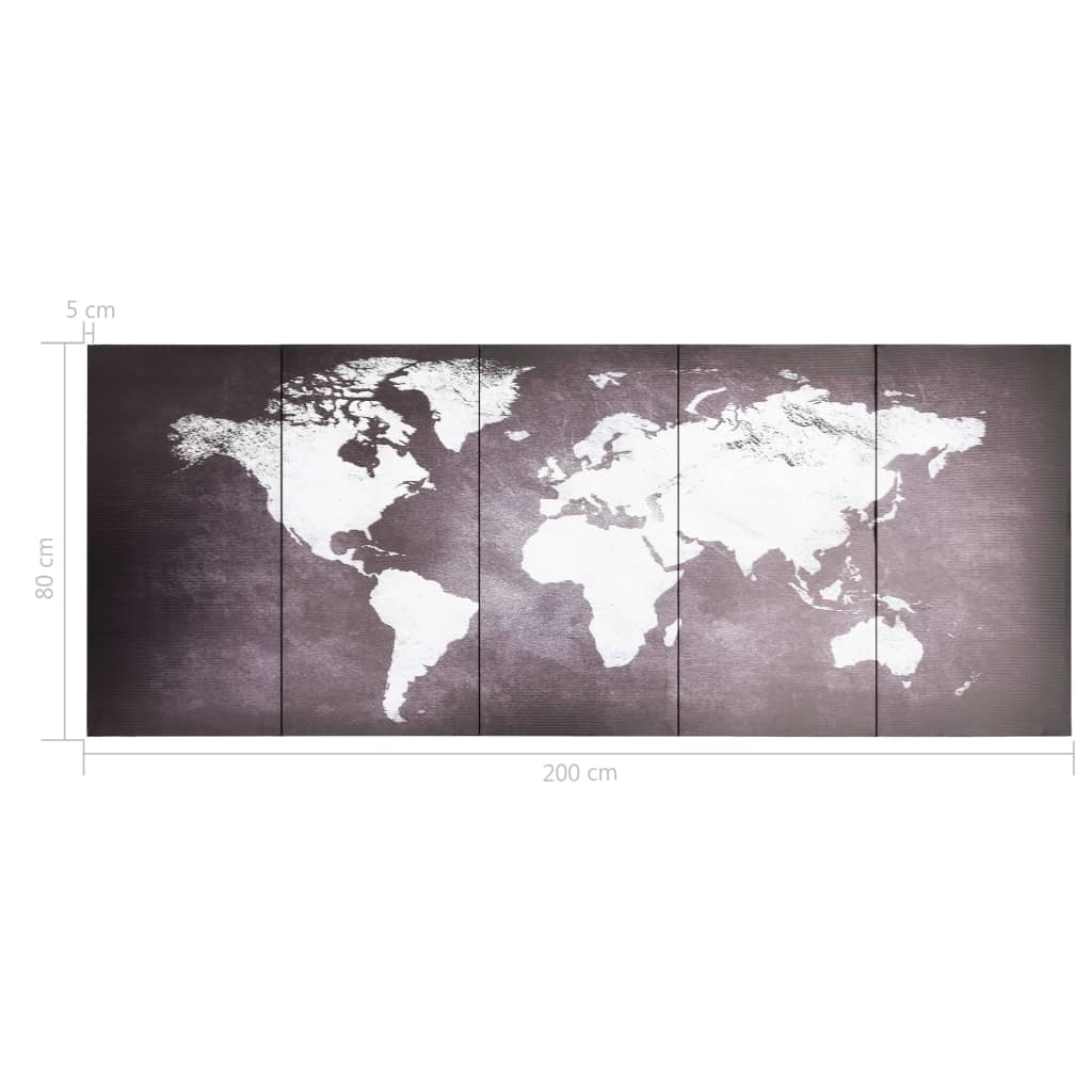 Canvas Wall Print Set World Map Grey 200x80 cm
