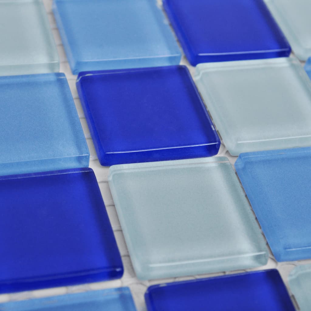 20x Glass Mosaik Fliesen Blau-weiss 1,8 qm